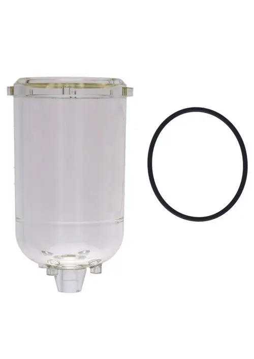 Durchsichtige Filterglocke mit angeschlossenem Schlauchanschluss und einer schwarzen O-Ring-Dichtung in der Nähe, passend für Judo-Filteranlagen.